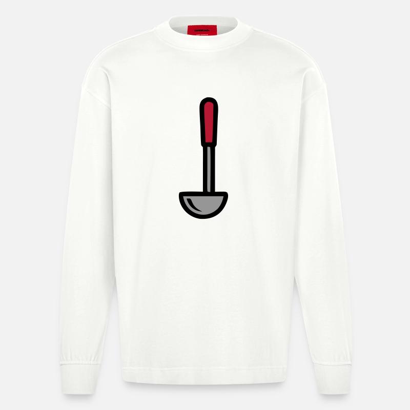 Schöpfkelle Suppe Kochen Restaurant Küchenchef - Heavyweight Oversized Organic Langarmshirt Made in EU - OFF WHITE