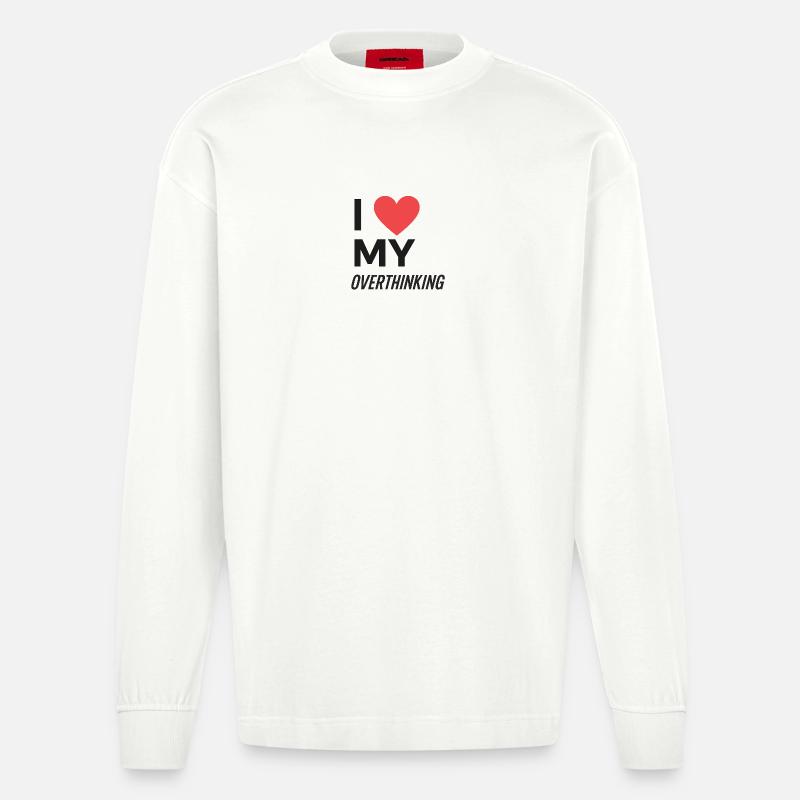 J’adore trop réfléchir - Manches longues bio épais oversize fabriqué en UE - OFF WHITE