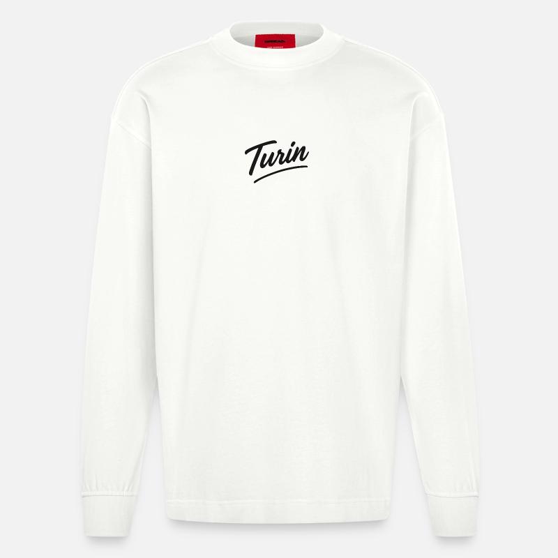 Turin Script Handlettering - Heavyweight Oversized Organic Langarmshirt Made in EU - OFF WHITE