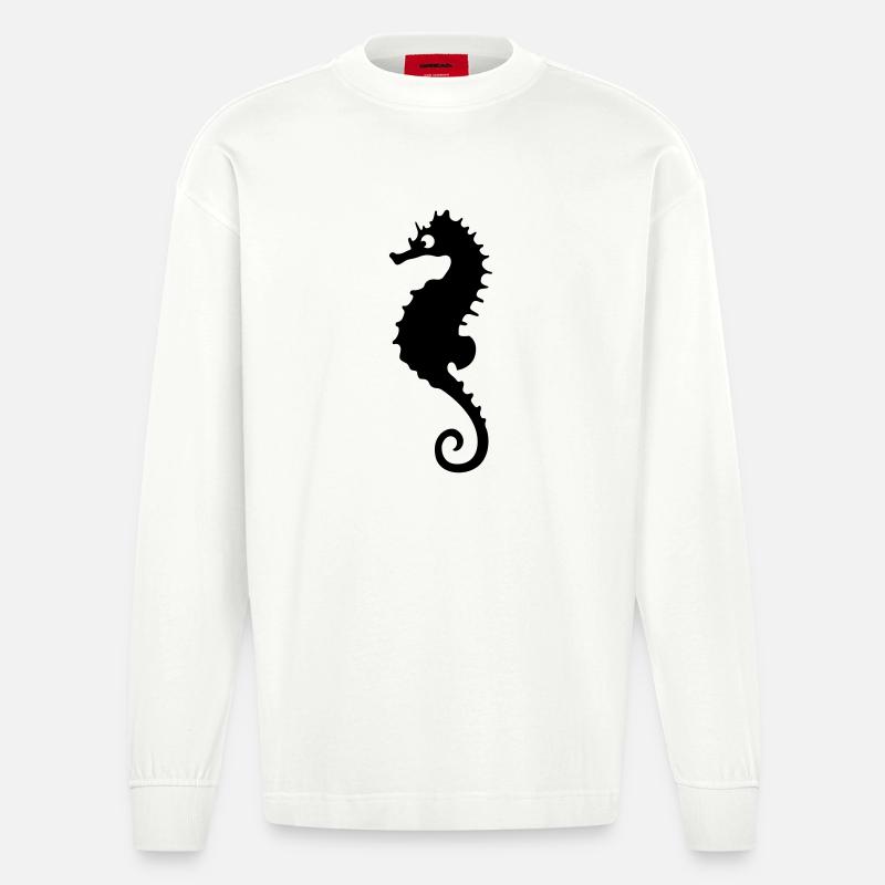 Seepferdchen - Heavyweight Oversized Organic Langarmshirt Made in EU - OFF WHITE