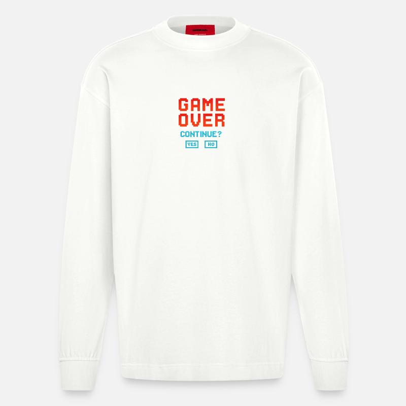 Game Over, Continue? - Heavyweight Oversized Organic Langarmshirt Made in EU - OFF WHITE