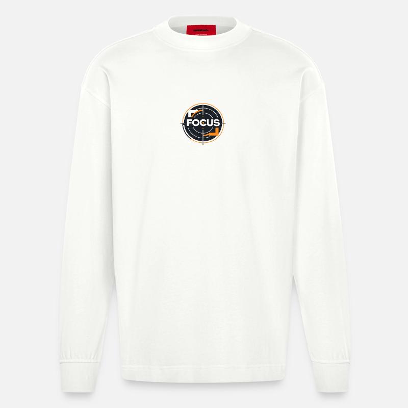 Logo du cercle cible Focus - Manches longues bio épais oversize fabriqué en UE - OFF WHITE