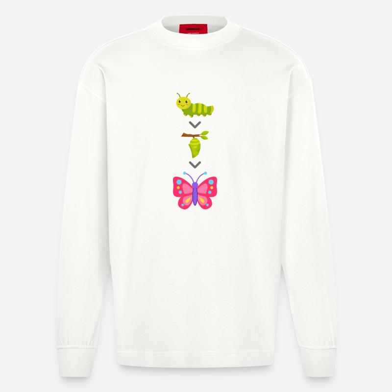Transformation de chenille en papillon - Manches longues bio épais oversize fabriqué en UE - OFF WHITE