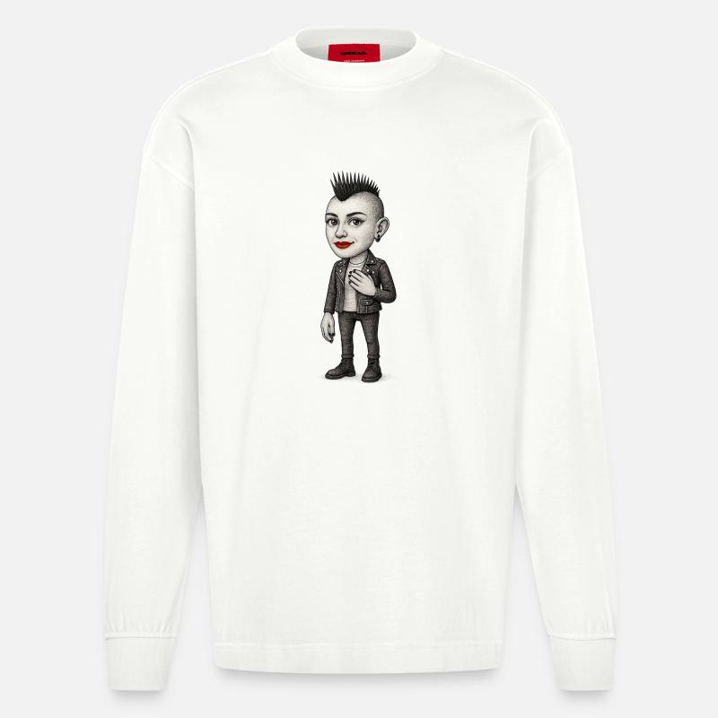 Mohawk Punker - Heavyweight Oversized Organic Langarmshirt Made in EU - OFF WHITE
