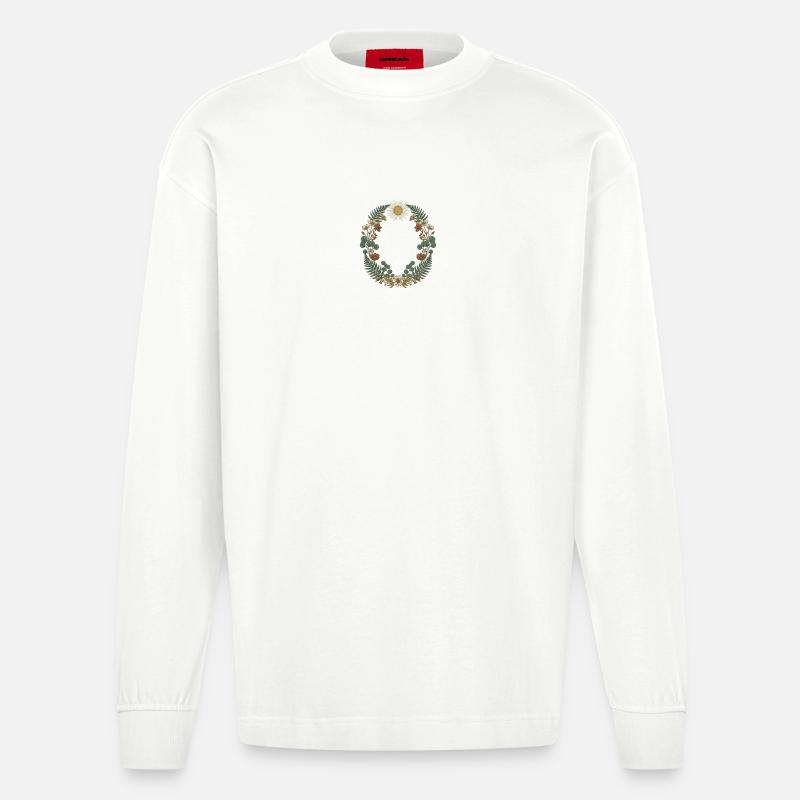 Botanik – Die Größe einer Krone - Heavyweight Oversized Organic Langarmshirt Made in EU - OFF WHITE