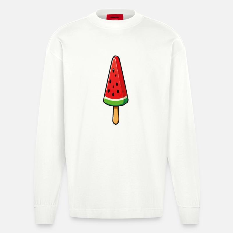 Glaces à la pastèque - Manches longues bio épais oversize fabriqué en UE - OFF WHITE
