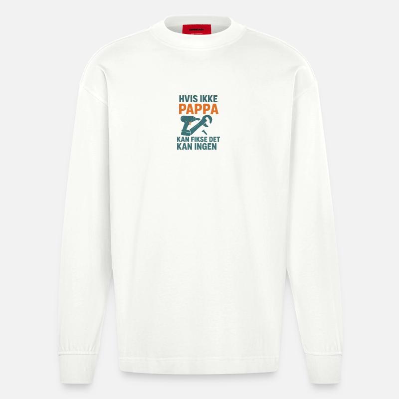 Memory Design with Tools Motif - Heavyweight Oversized Organic Longsleeve Shirt Made in EU - OFF WHITE