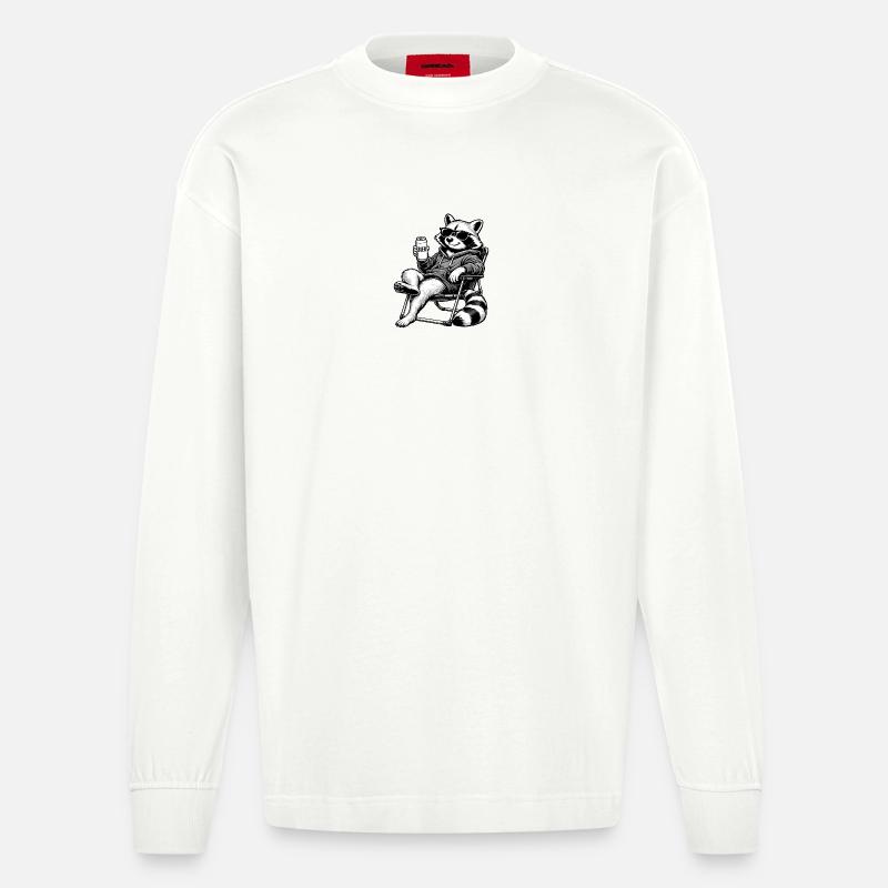 Waschbär Relax - Heavyweight Oversized Organic Langarmshirt Made in EU - OFF WHITE