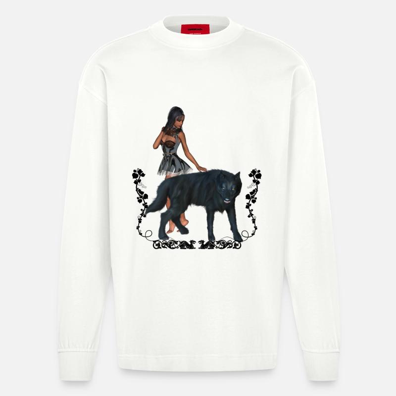 Mit dem Wolf umwerfend - Heavyweight Oversized Organic Langarmshirt Made in EU - OFF WHITE