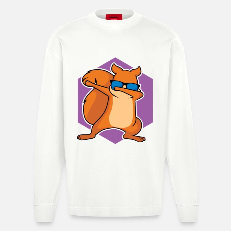 Dabbing Squirrel - Conception - Manches longues bio épais oversize fabriqué en UE - OFF WHITE