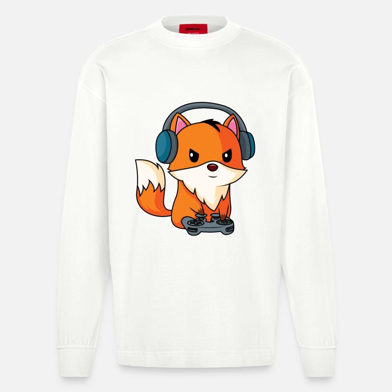 Gaming Fox - Conception Fox Player - Manches longues bio épais oversize fabriqué en UE - OFF WHITE