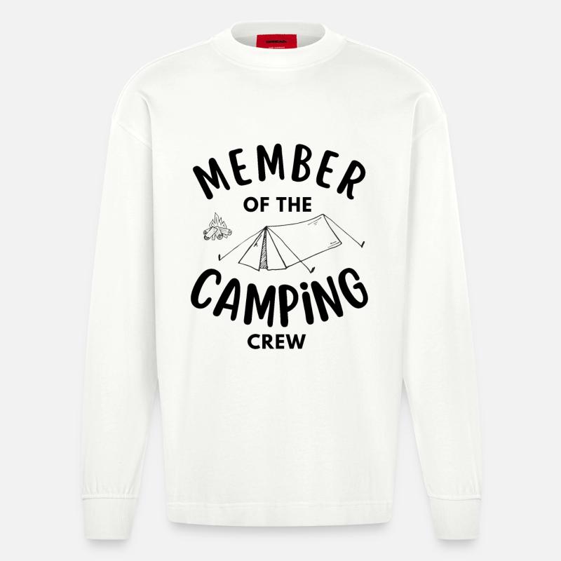Mitglied der Camping Crew lustig - Heavyweight Oversized Organic Langarmshirt Made in EU - OFF WHITE