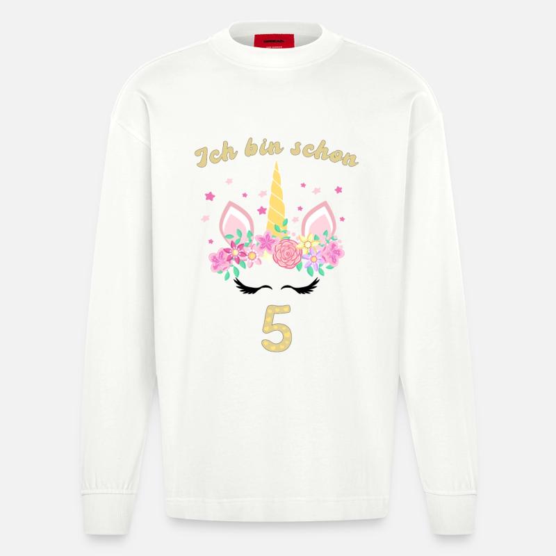 ich bin schon 5 - Heavyweight Oversized Organic Langarmshirt Made in EU - OFF WHITE