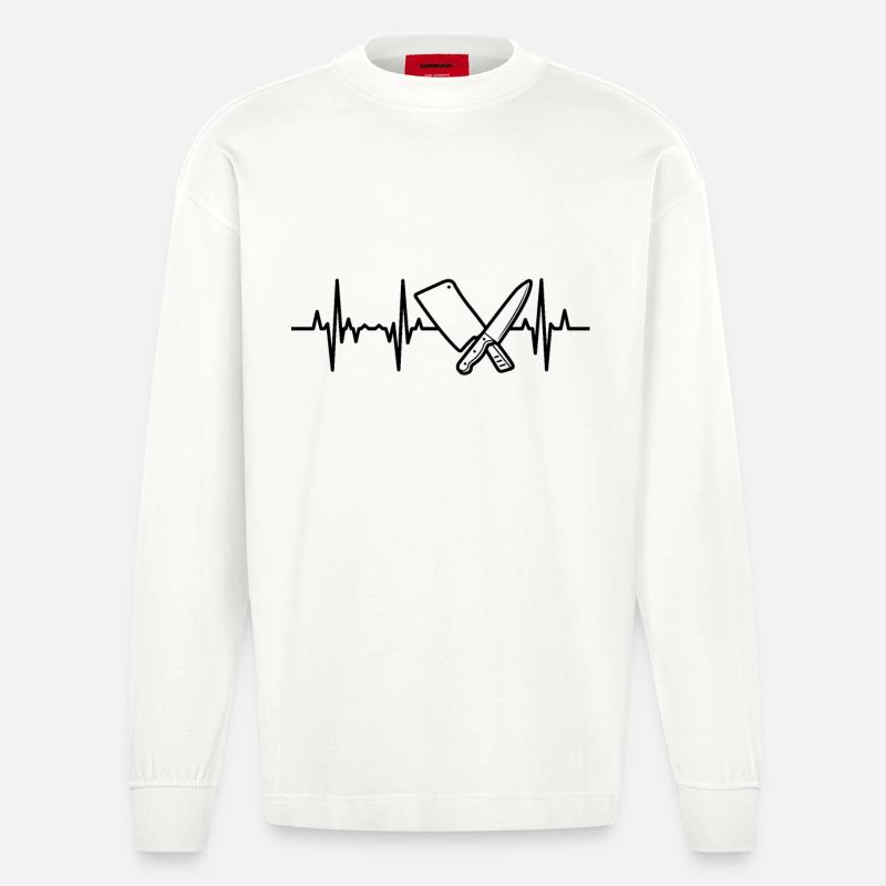 Messer Hackbeil Herzlinie - Heavyweight Oversized Organic Langarmshirt Made in EU - OFF WHITE