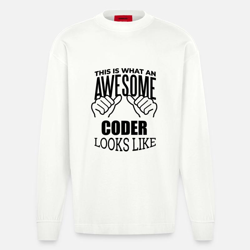 Coder - Heavyweight Oversized Organic Longsleeve Shirt Made in EU - OFF WHITE