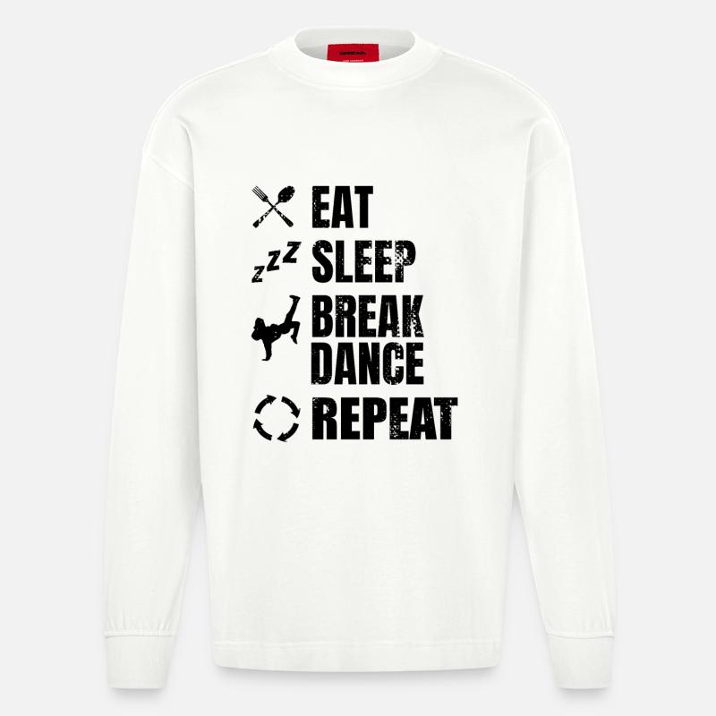 Breakdancer Zeitplan - Heavyweight Oversized Organic Langarmshirt Made in EU - OFF WHITE