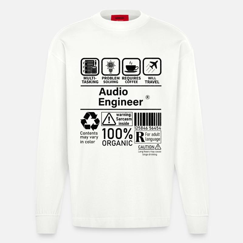 Audio Engineer multi tasking problem solving - Heavyweight Oversized Organic Langarmshirt Made in EU - OFF WHITE
