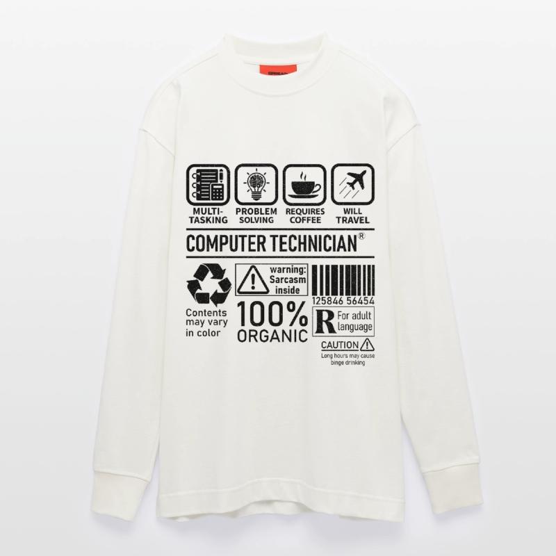Computer Technician multi tasking problem solving Heavyweight Oversized Organic Langarmshirt Made in EU