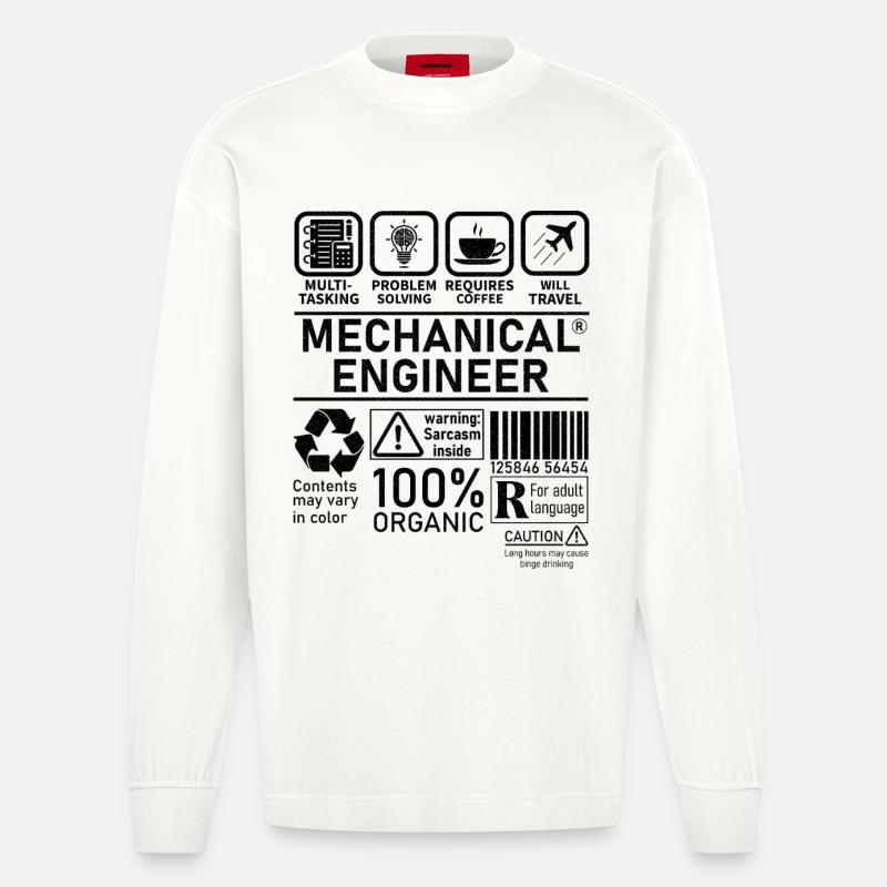 Mechanical Engineer multi tasking problem solving - Heavyweight Oversized Organic Longsleeve Shirt Made in EU - OFF WHITE