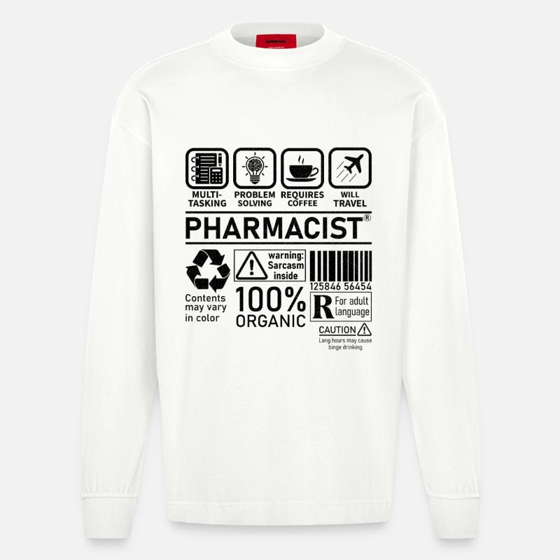 Pharmacist multi tasking problem solving - Heavyweight Oversized Organic Langarmshirt Made in EU - OFF WHITE