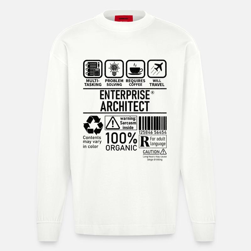 Enterprise Architect multi tasking problem solving - Heavyweight Oversized Organic Longsleeve Shirt Made in EU - OFF WHITE