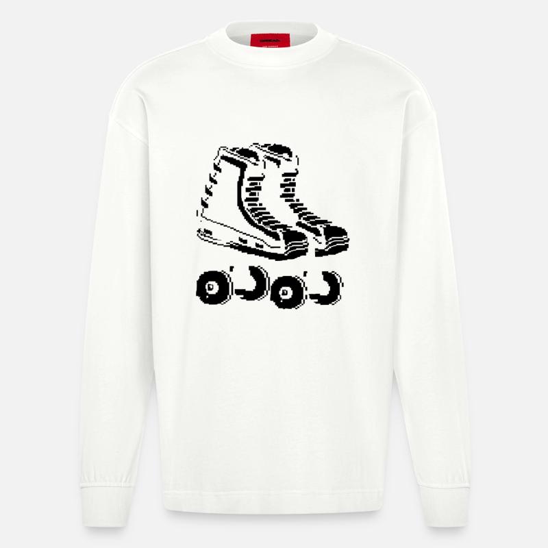 Roller Skates Pixel Kunst - Heavyweight Oversized Organic Langarmshirt Made in EU - OFF WHITE