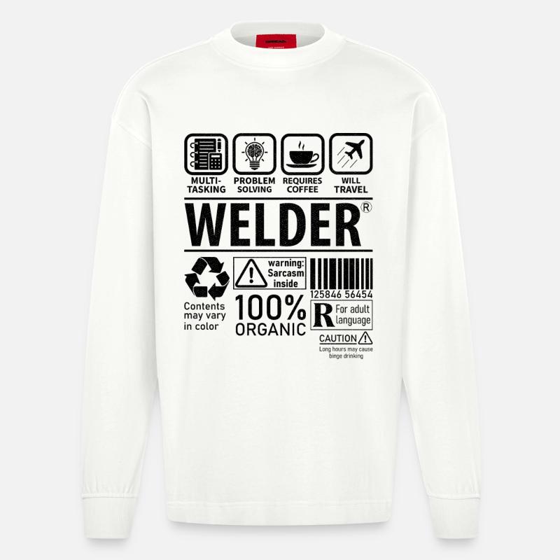 Welder multi tasking problem solving requires - Heavyweight Oversized Organic Langarmshirt Made in EU - OFF WHITE