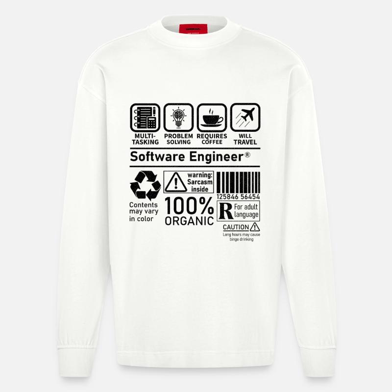 software engineer multi tasking problem solving - Heavyweight Oversized Organic Langarmshirt Made in EU - OFF WHITE