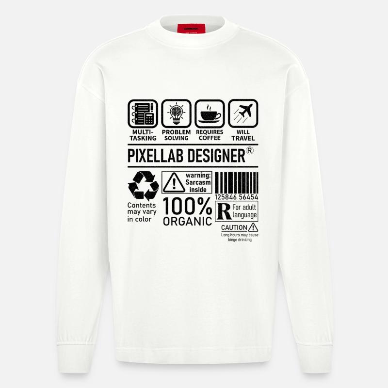 Pixellab Designer multi tasking problem solving - Heavyweight Oversized Organic Longsleeve Shirt Made in EU - OFF WHITE
