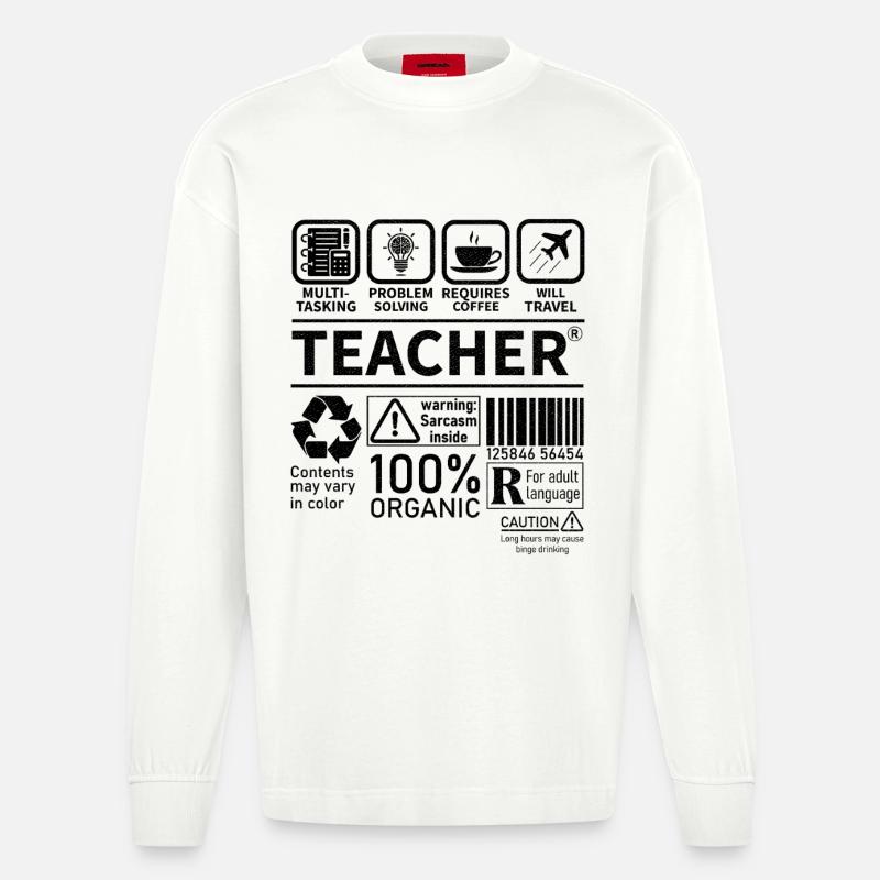 Teacher multi tasking problem solving requires - Heavyweight Oversized Organic Langarmshirt Made in EU - OFF WHITE