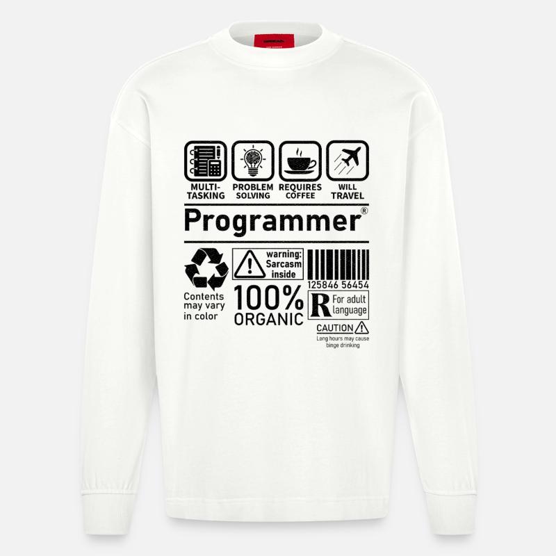 Programmer multi tasking problem solving requires - Heavyweight Oversized Organic Langarmshirt Made in EU - OFF WHITE