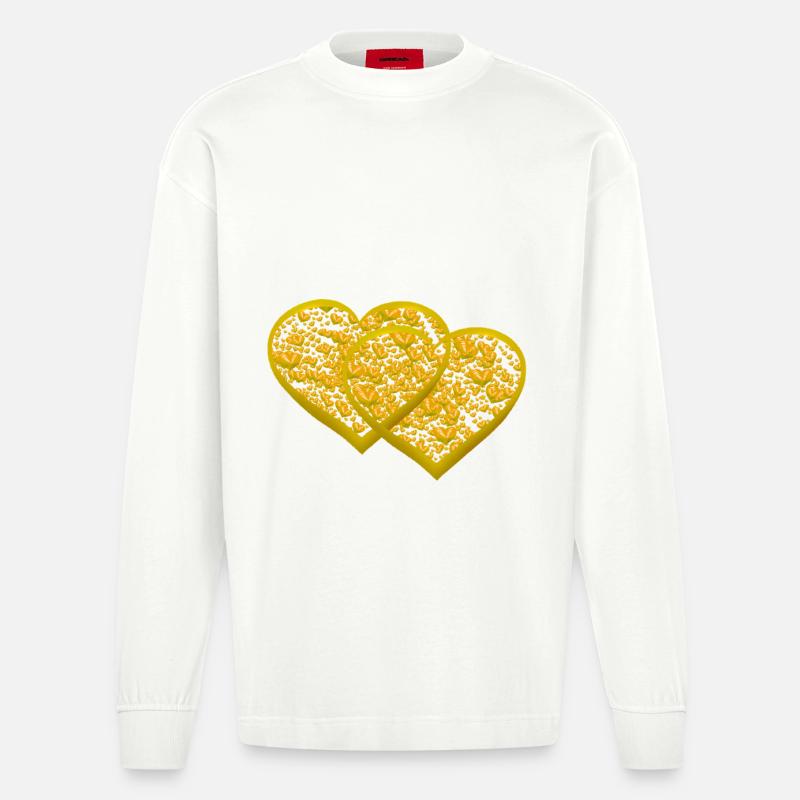 Herz Herzen Partner Partnerschaft Valentin - Heavyweight Oversized Organic Langarmshirt Made in EU - OFF WHITE