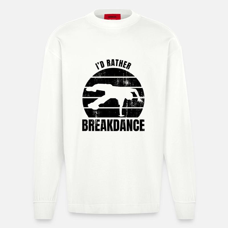 Breakdancer Spruch - Heavyweight Oversized Organic Langarmshirt Made in EU - OFF WHITE