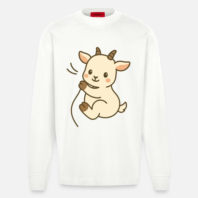 Kuschelzeit mit Zicklein - Heavyweight Oversized Organic Langarmshirt Made in EU - OFF WHITE