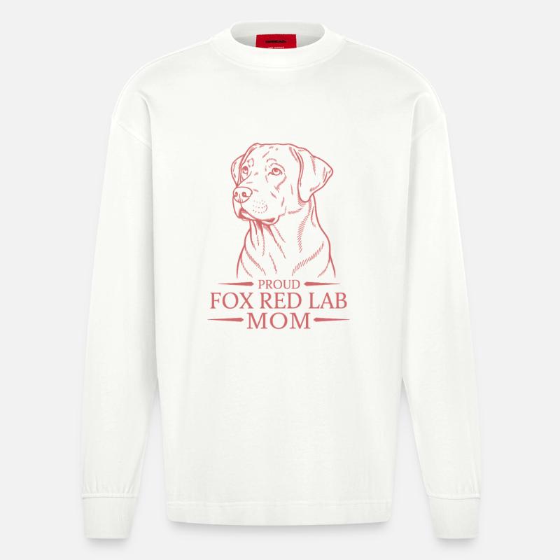 Proud Fox Red Lab Mom - Heavyweight Oversized Organic Langarmshirt Made in EU - OFF WHITE