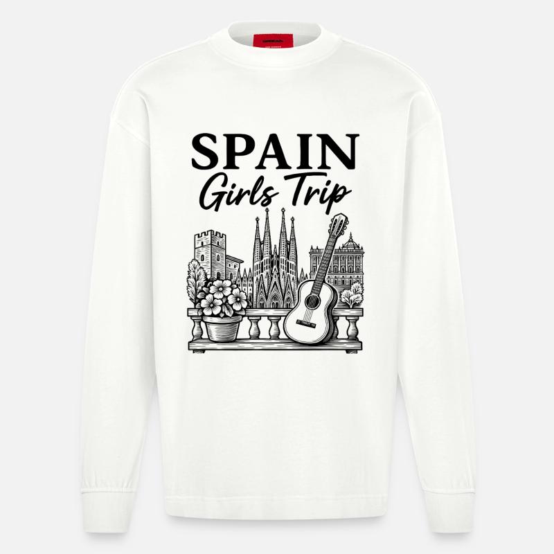 Abstrakte Farbexplosion auf Leinwand - Heavyweight Oversized Organic Langarmshirt Made in EU - OFF WHITE