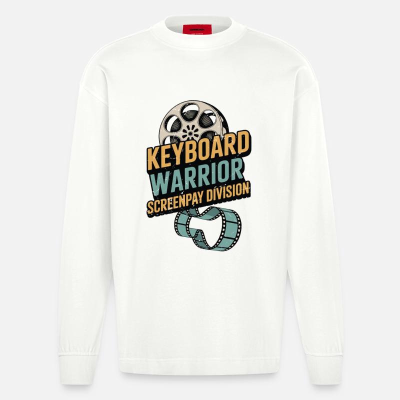 Screenwriter Keyboard Warrior Screenplay Writing - Heavyweight Oversized Organic Langarmshirt Made in EU - OFF WHITE