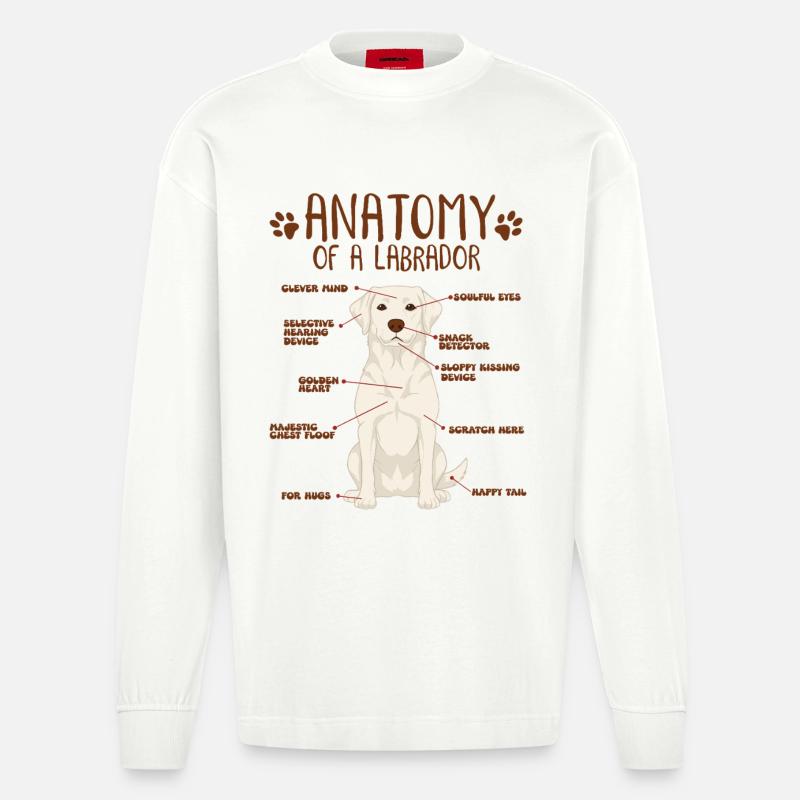 Anatomie eines white Labradors - Heavyweight Oversized Organic Langarmshirt Made in EU - OFF WHITE