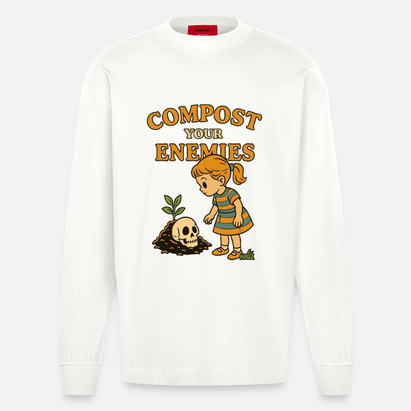 Kompostiere deine Feinde - Heavyweight Oversized Organic Langarmshirt Made in EU - OFF WHITE