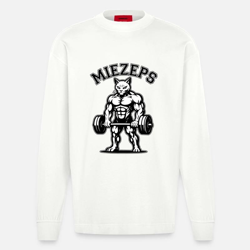 Kitty - Muscles endoloris - Chat - Dire - Manches longues bio épais oversize fabriqué en UE - OFF WHITE