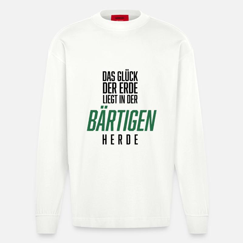 Bart, Bartträger, Lustiger Spruch, Bärtige Herde - Heavyweight Oversized Organic Langarmshirt Made in EU - OFF WHITE