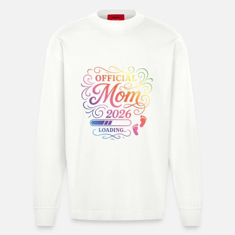Mama 2026 Loading Mom Bunt - Heavyweight Oversized Organic Langarmshirt Made in EU - OFF WHITE