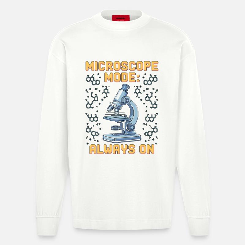 Lab Technician Microscope Mode Always Clinical Lab - Heavyweight Oversized Organic Langarmshirt Made in EU - OFF WHITE