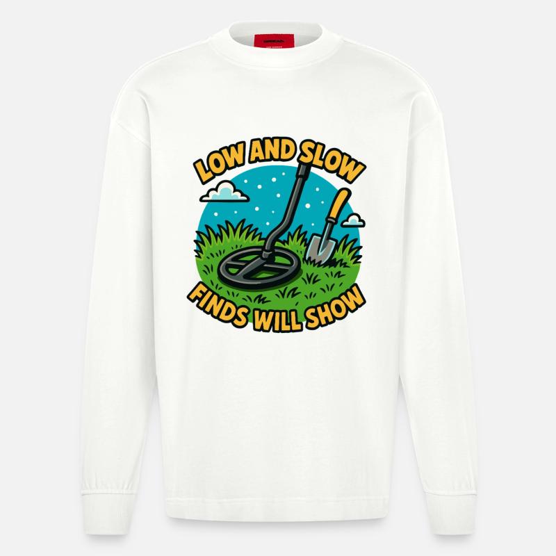 Niedrige und langsame Funde zeigen Metallerkennung - Heavyweight Oversized Organic Langarmshirt Made in EU - OFF WHITE