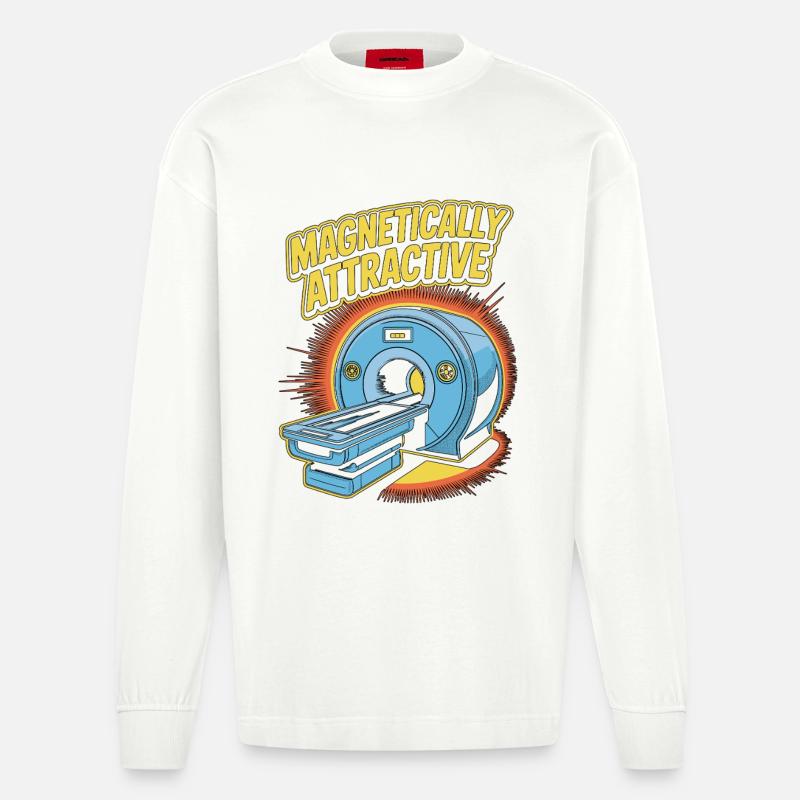 MRI Tech Magnetically Attractive Radiographer - Heavyweight Oversized Organic Langarmshirt Made in EU - OFF WHITE