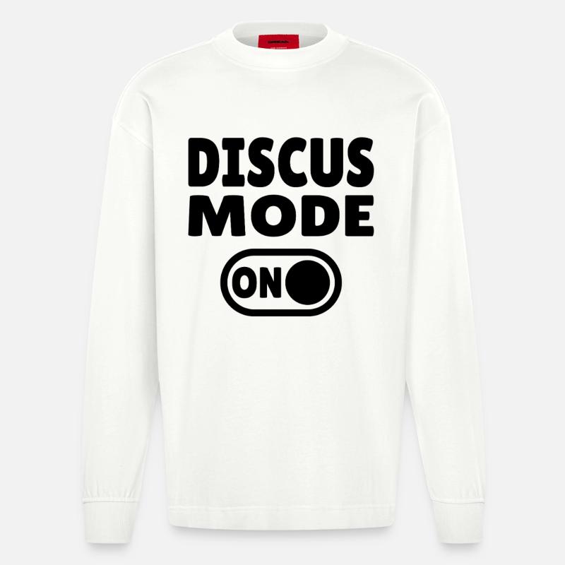 Discus Mode ON - Diskuswerfer - Heavyweight Oversized Organic Langarmshirt Made in EU - OFF WHITE
