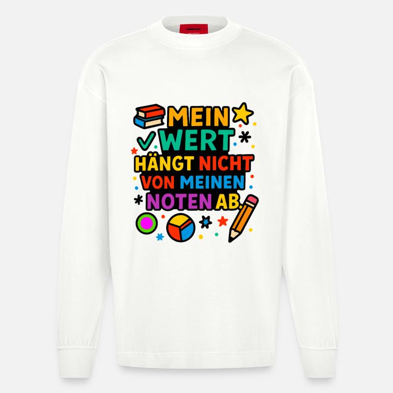 Ma valeur compte, pas mes notes - Manches longues bio épais oversize fabriqué en UE - OFF WHITE