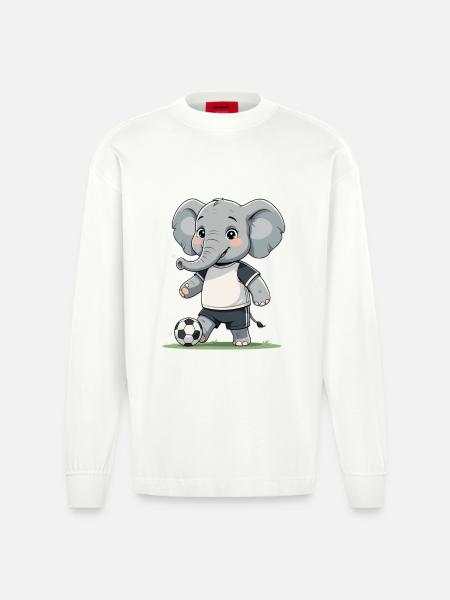 Elefant Fußballkicker - Heavyweight Oversized Organic Langarmshirt Made in EU - OFF WHITE