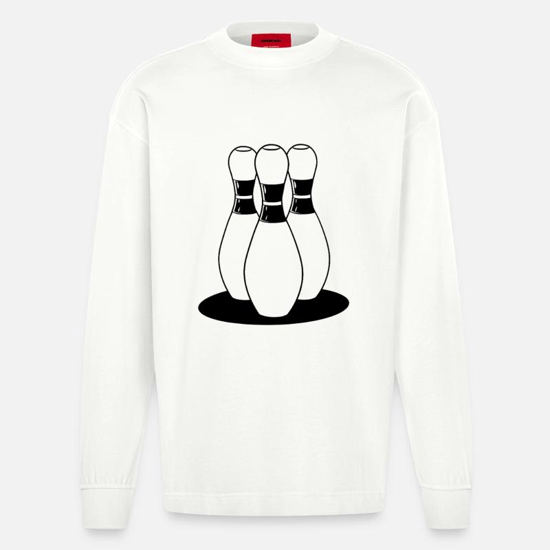 Look de dessin animé de bowling - Manches longues bio épais oversize fabriqué en UE - OFF WHITE