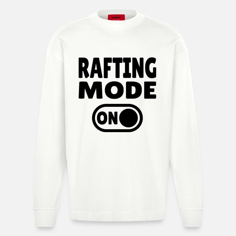 Rafting Mode ON – Wildwasser im Schlauchboot - Heavyweight Oversized Organic Langarmshirt Made in EU - OFF WHITE